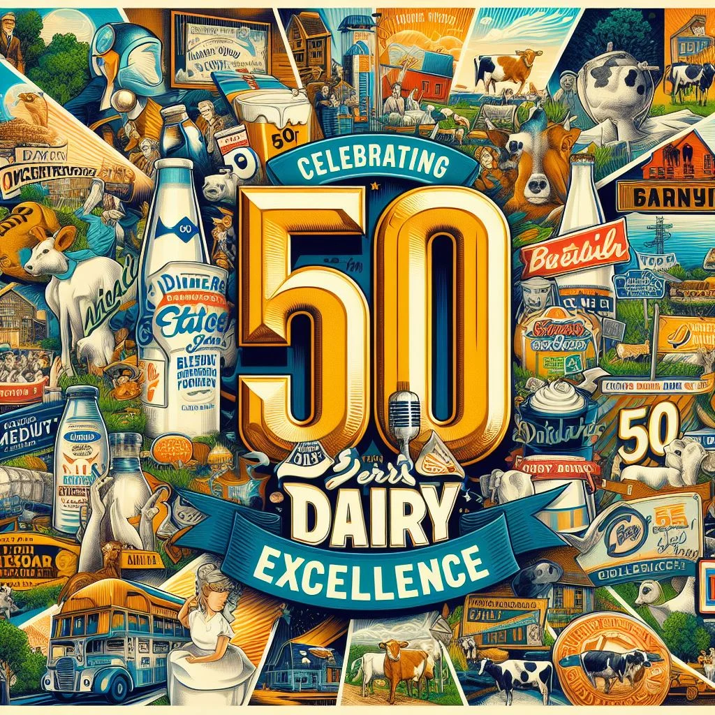 develop an image on the topic Celebrating 50 Years of Dairy Excellence: PM Modi Joins Golden Jubilee of Gujarat Cooperative Milk Marketing Federation
