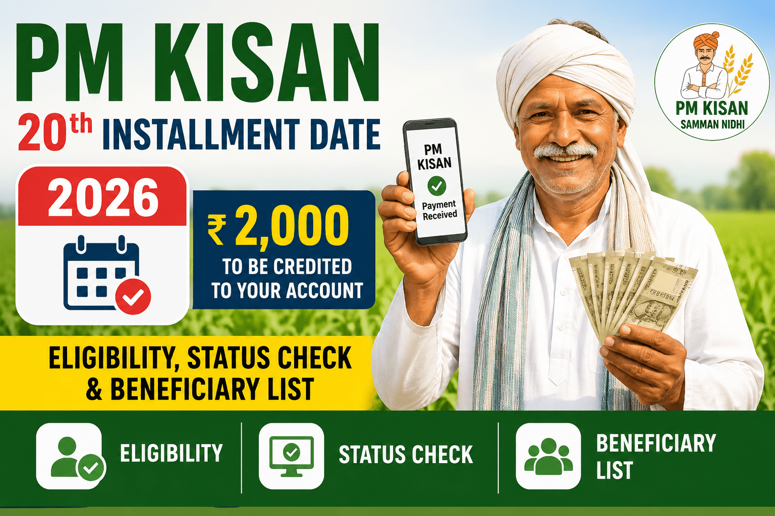 PM Kisan 20th Installment Date 2026: Eligibility, Status Check ...