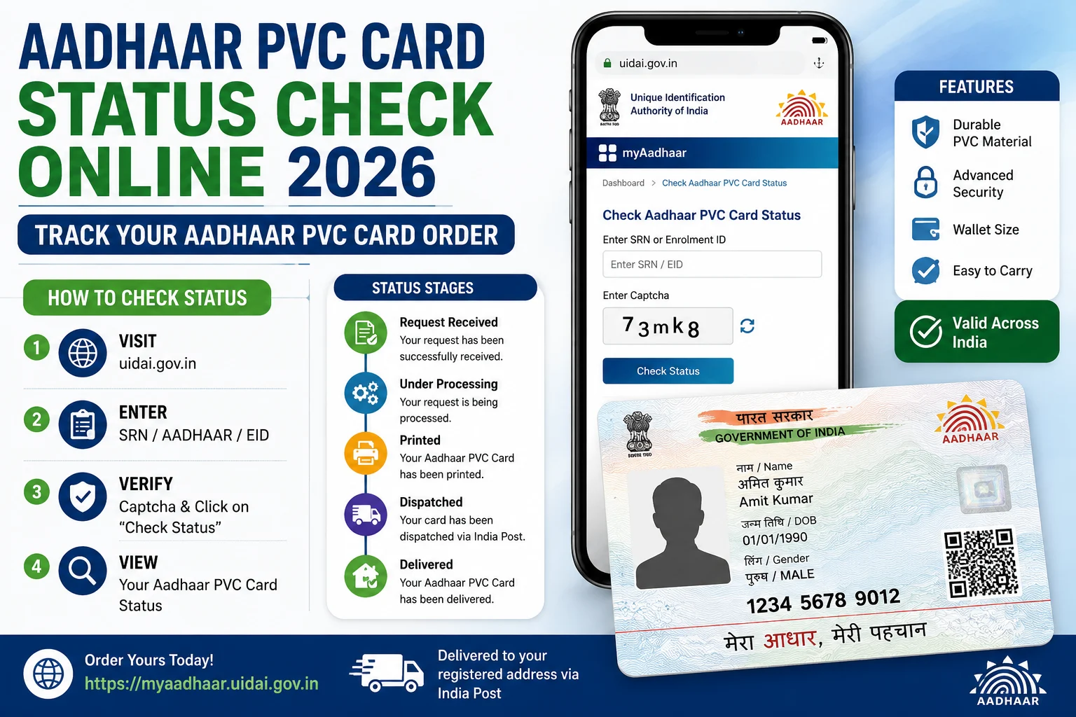 Aadhaar PVC Card Status Check Online 2026