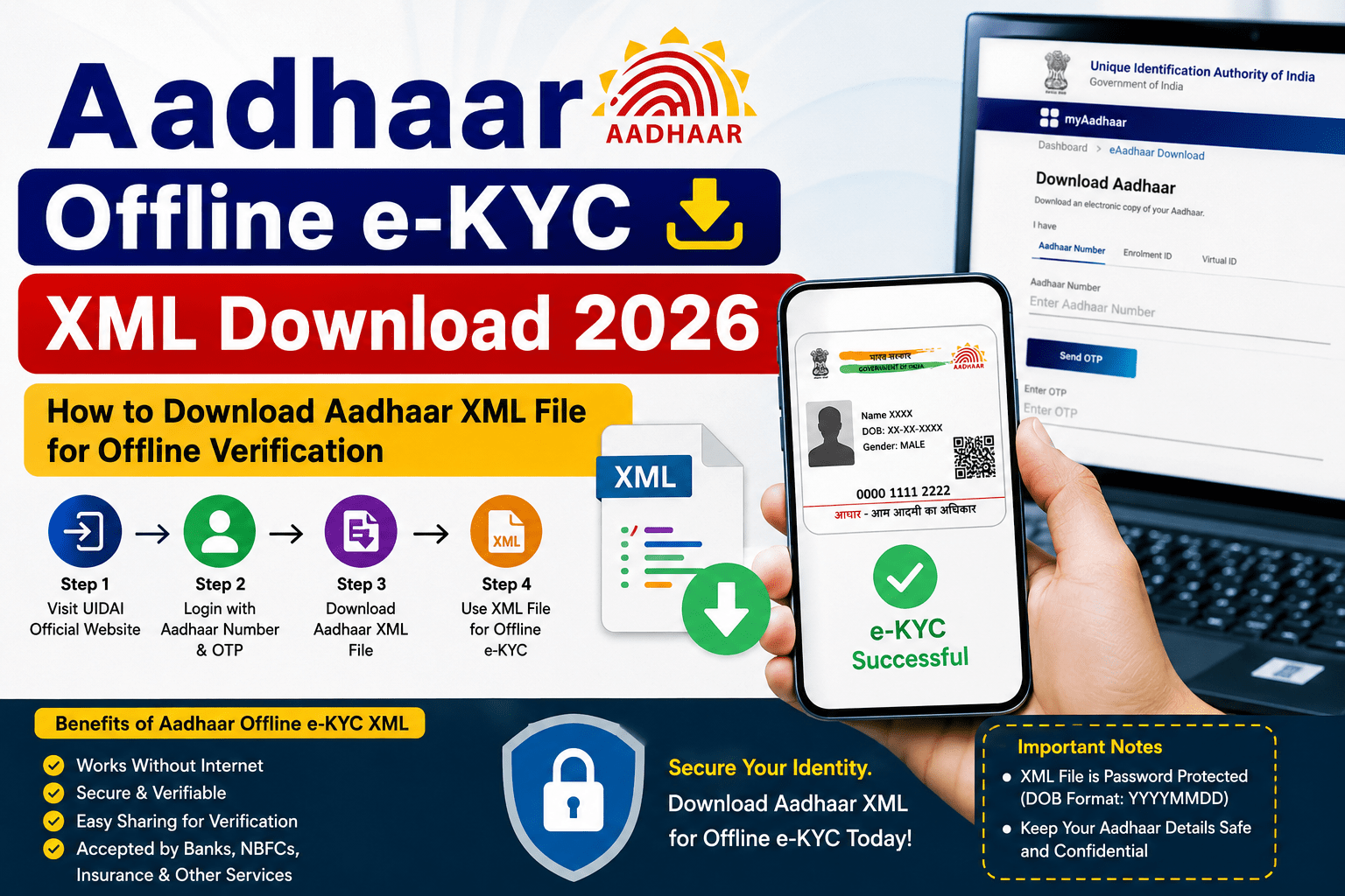 Aadhaar Offline e-KYC XML Download 2026