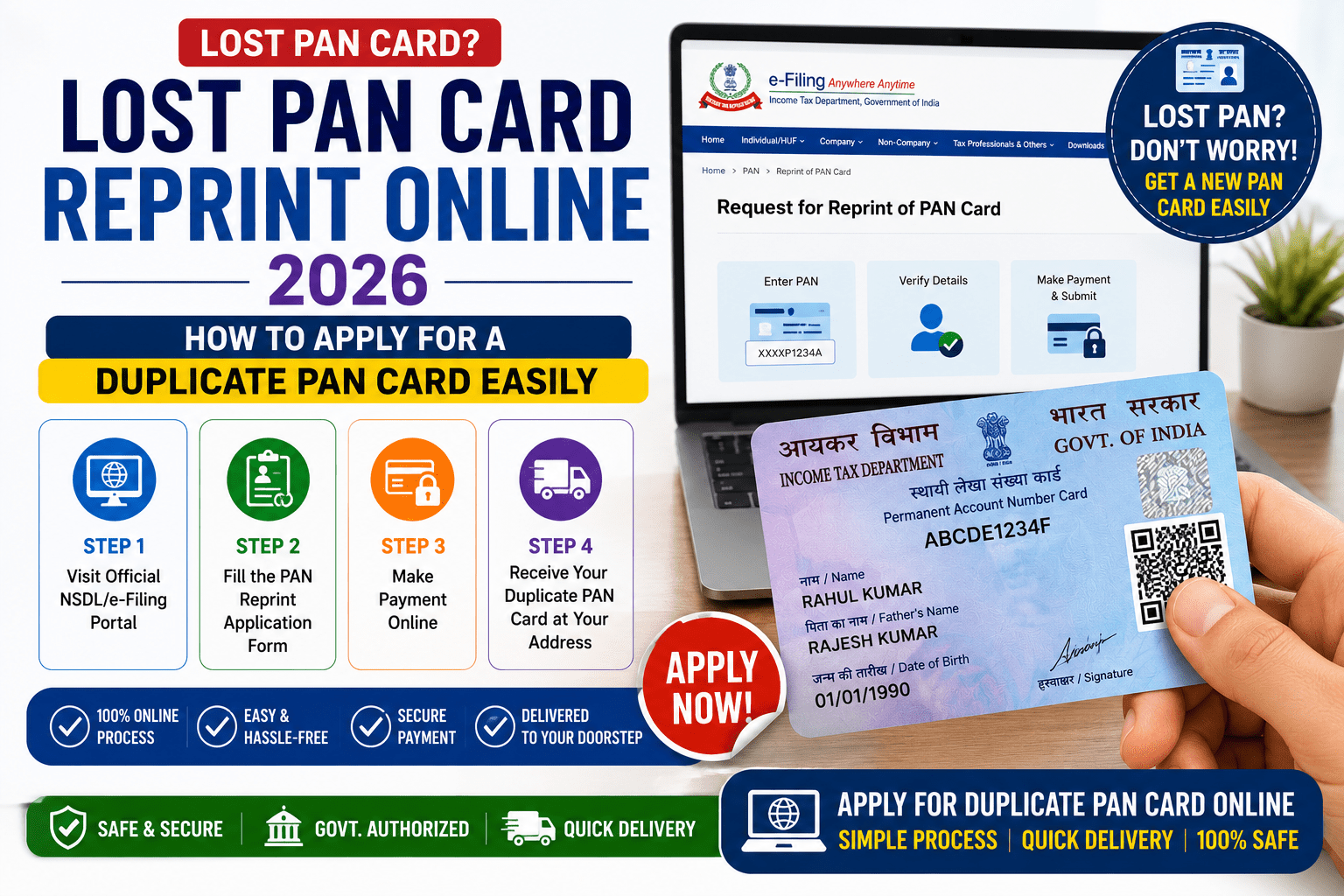 Lost PAN Card Reprint Online 2026