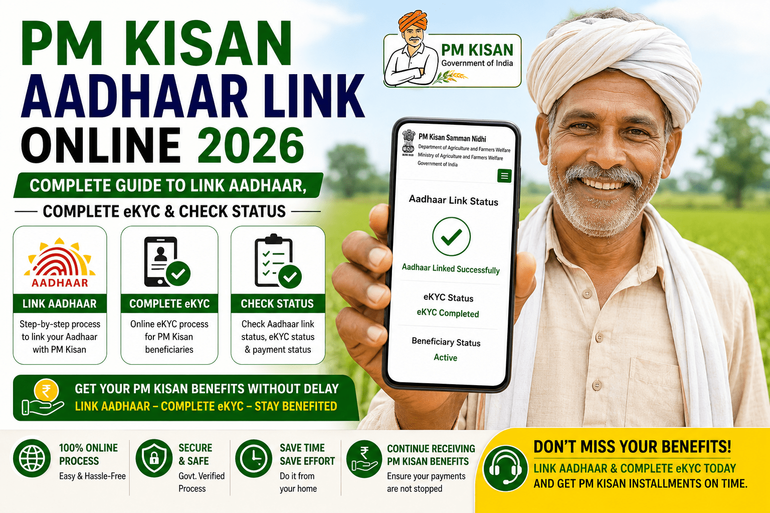 PM KIsan Adhar Link Online 2026