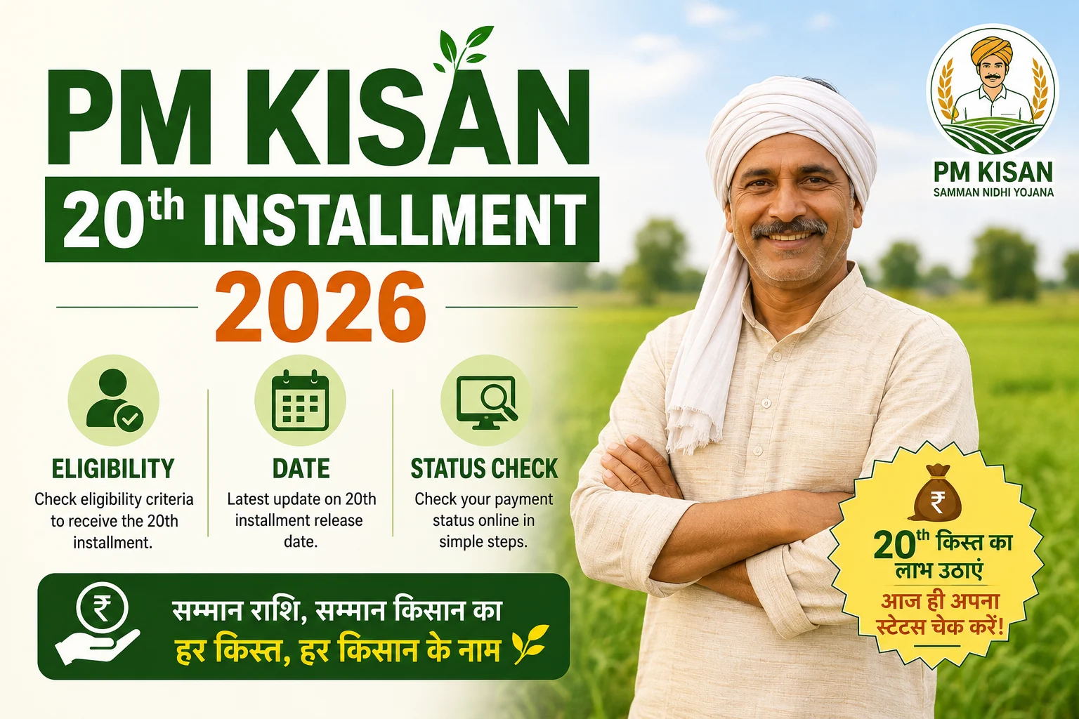 PM Kisan 20th Installment