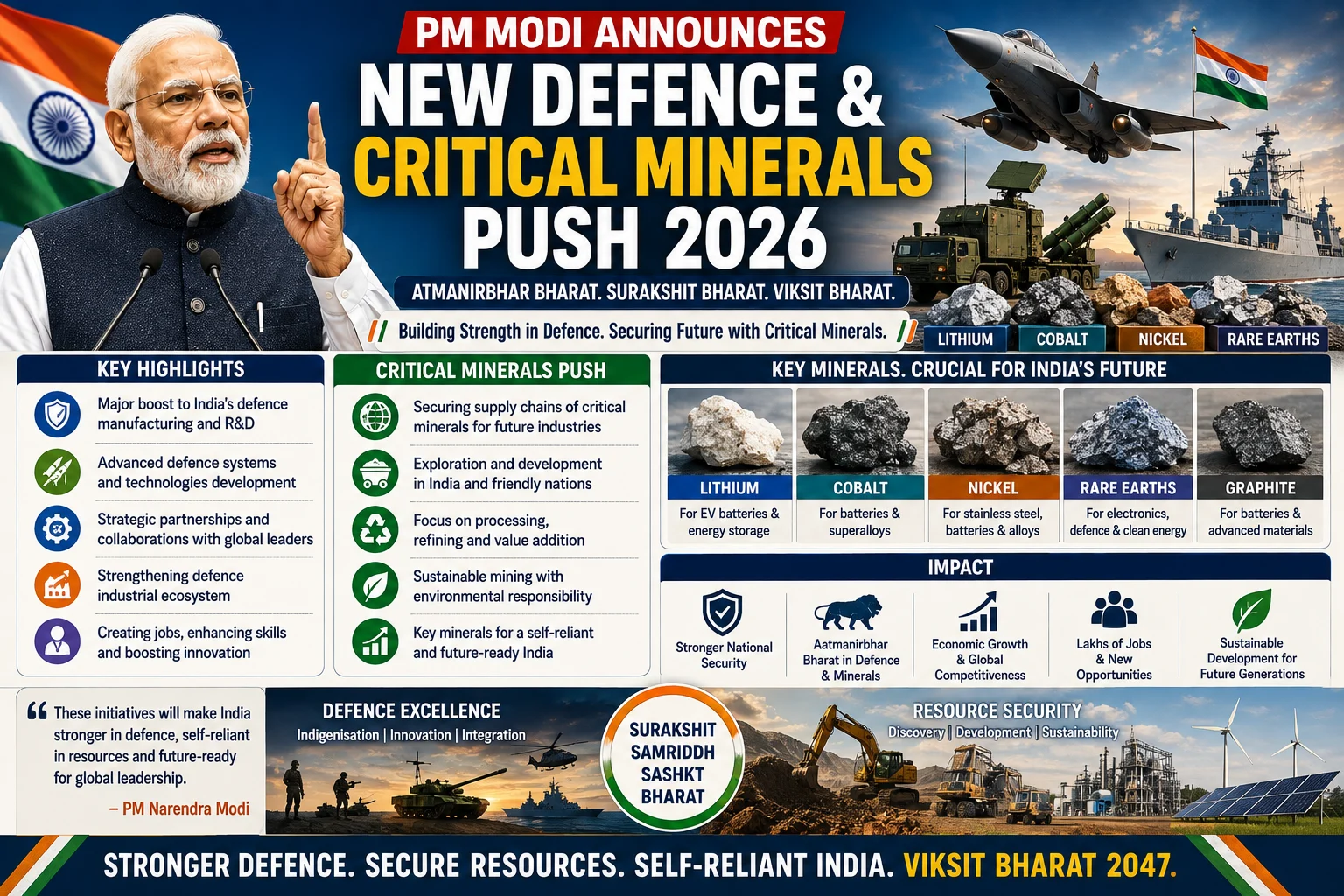 PM Modi Defence & Critical Minerals Push 2026