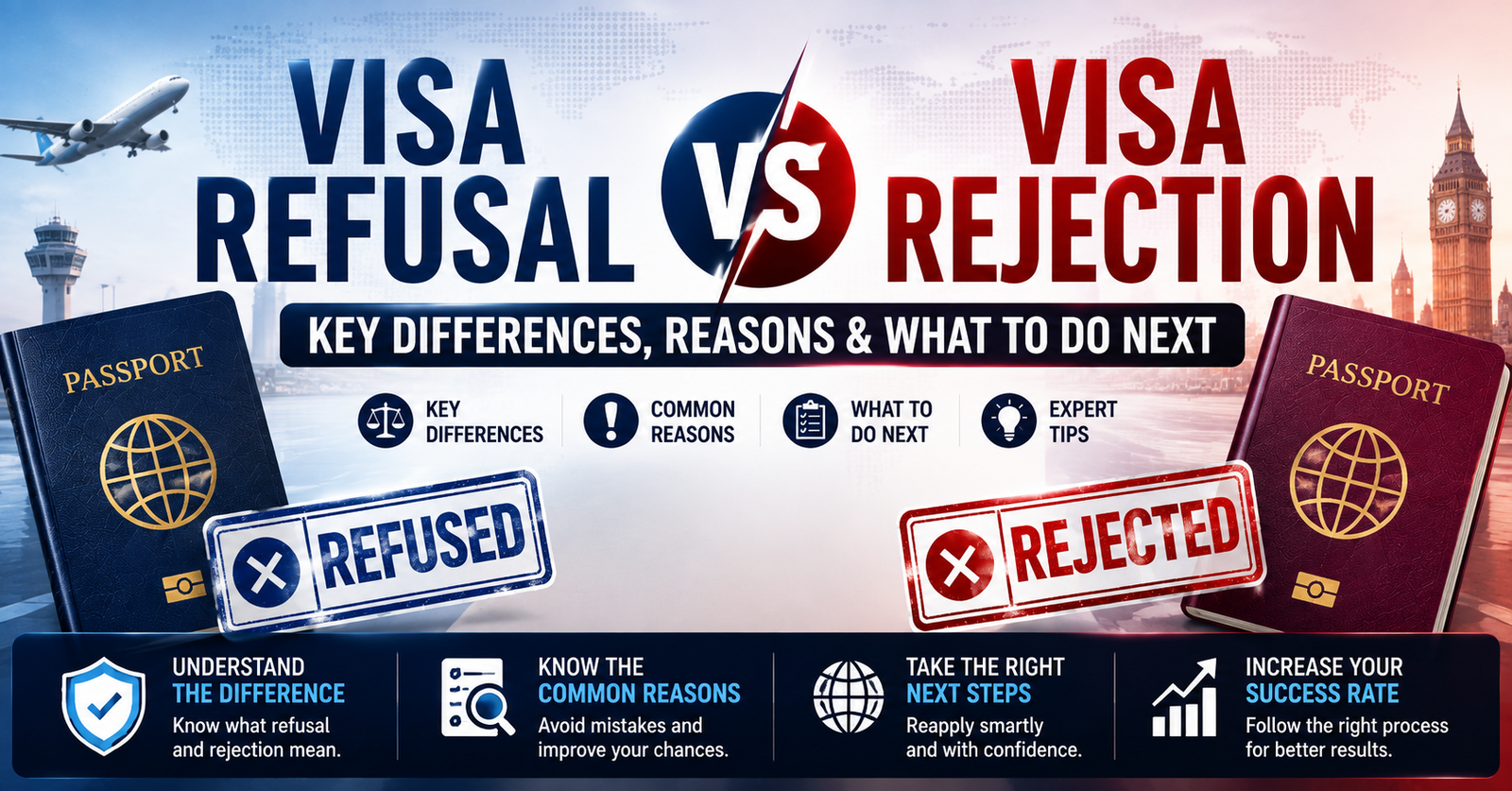 Difference Between Visa Refusal and Visa Rejection