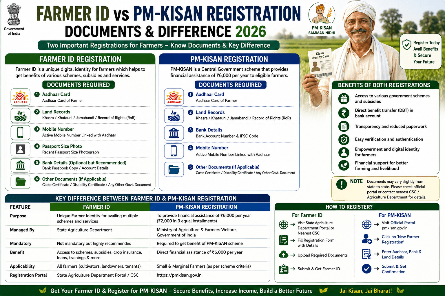Farmer ID vs PM-KISAN Registration