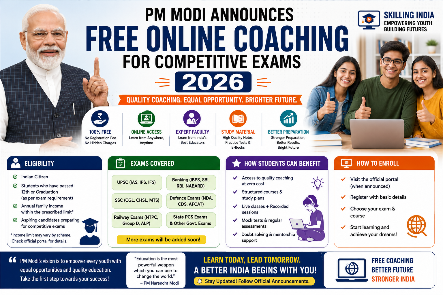PM Modi Free Online Coaching 2026