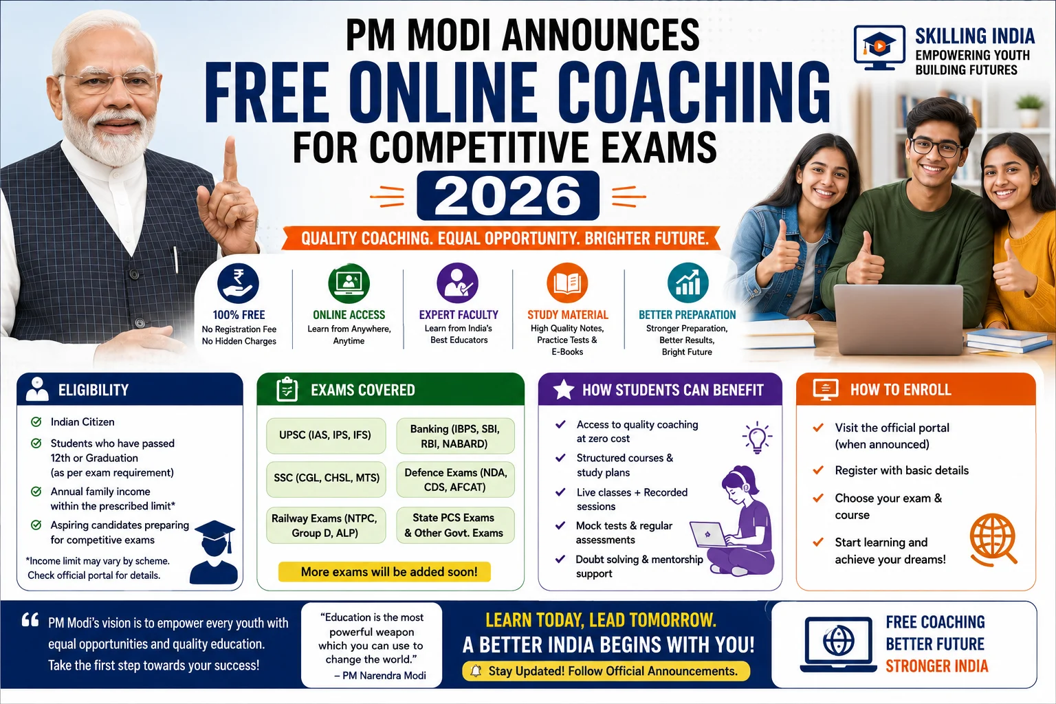 PM Modi Free Online Coaching 2026