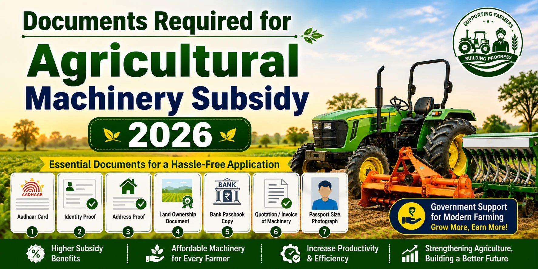 Documents Required for Agricultural Machinery Subsidy 2026