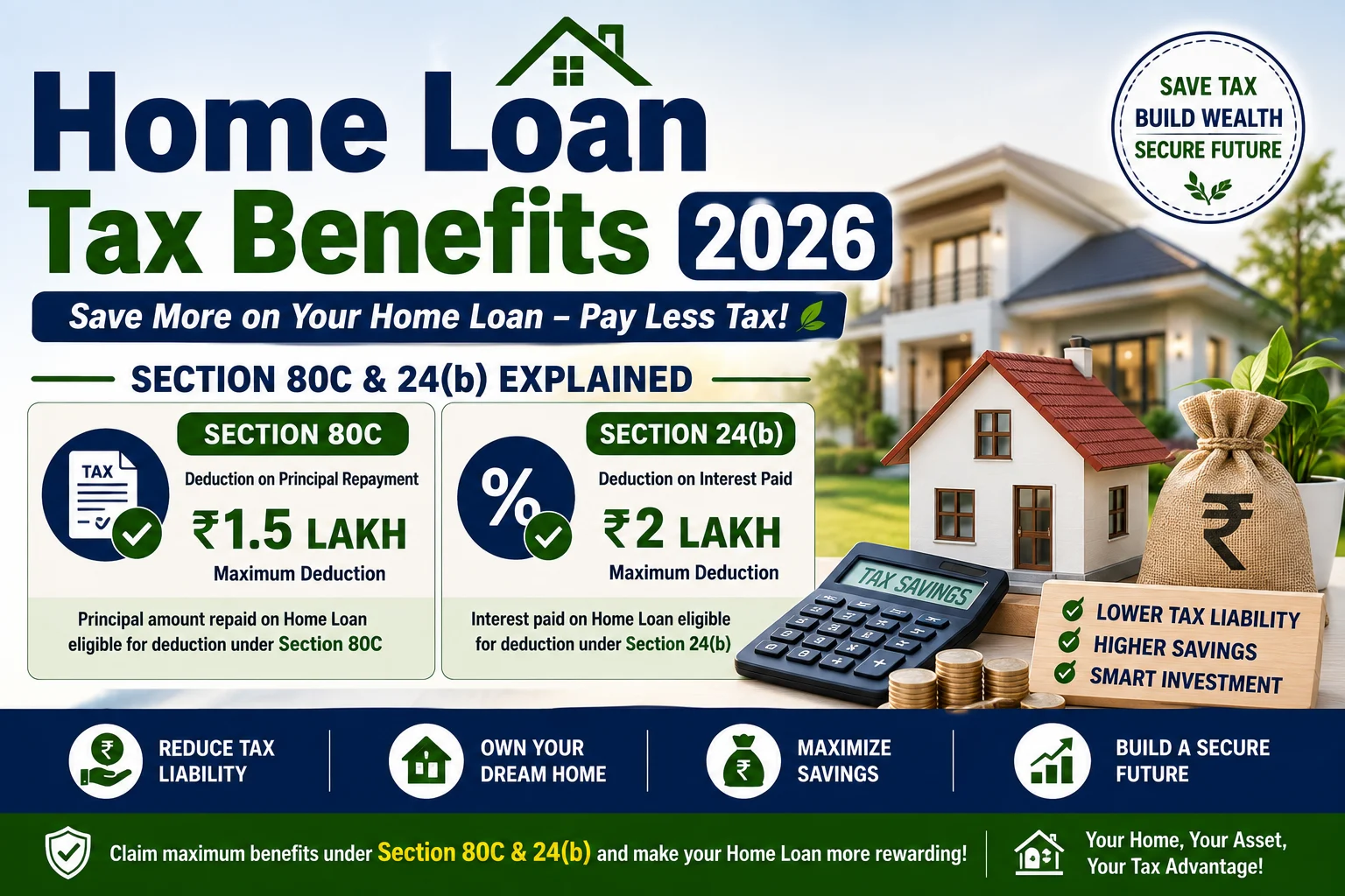 Home Loan Tax Benefits, Section 80C, Section 24b, Home Loan Tax Deduction, Income Tax